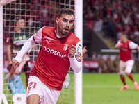 Ricardo Horta of SC Braga celebrates after scoring his team's first goal during the Liga Portugal Betclic match between SC Braga and Sportin...