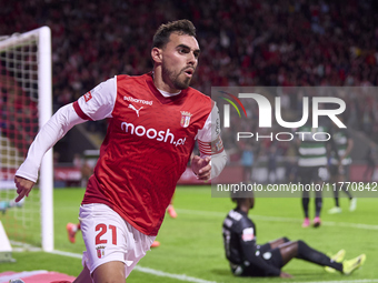 Ricardo Horta of SC Braga celebrates after scoring his team's first goal during the Liga Portugal Betclic match between SC Braga and Sportin...