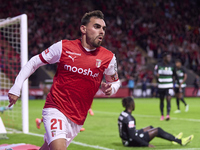 Ricardo Horta of SC Braga celebrates after scoring his team's first goal during the Liga Portugal Betclic match between SC Braga and Sportin...