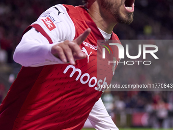 Ricardo Horta of SC Braga celebrates after scoring his team's first goal during the Liga Portugal Betclic match between SC Braga and Sportin...