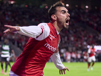 Ricardo Horta of SC Braga celebrates after scoring his team's first goal during the Liga Portugal Betclic match between SC Braga and Sportin...