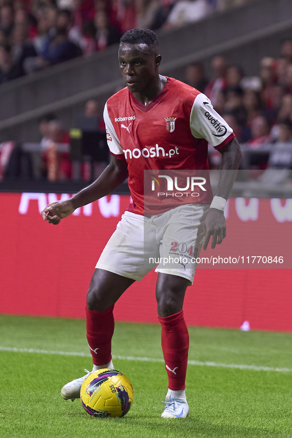 Armindo Tue Na Bangna 'Bruma' of SC Braga is in action during the Liga Portugal Betclic match between SC Braga and Sporting CP at Estadio Mu...