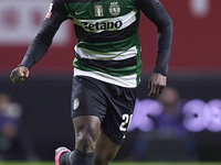 Ousmane Diomande of Sporting CP is in action during the Liga Portugal Betclic match between SC Braga and Sporting CP at Estadio Municipal de...