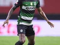 Matheus Reis of Sporting CP is in action during the Liga Portugal Betclic match between SC Braga and Sporting CP at Estadio Municipal de Bra...