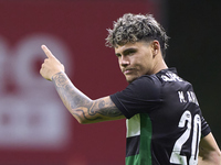 Maxi Araujo of Sporting CP reacts during the Liga Portugal Betclic match between SC Braga and Sporting CP at Estadio Municipal de Braga in B...