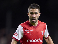 Joao Moutinho of SC Braga looks on during the Liga Portugal Betclic match between SC Braga and Sporting CP at Estadio Municipal de Braga in...