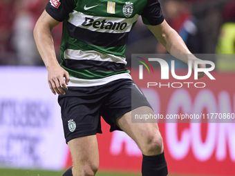 Conrad Harder of Sporting CP is in action during the Liga Portugal Betclic match between SC Braga and Sporting CP at Estadio Municipal de Br...