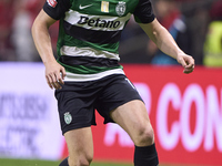 Conrad Harder of Sporting CP is in action during the Liga Portugal Betclic match between SC Braga and Sporting CP at Estadio Municipal de Br...