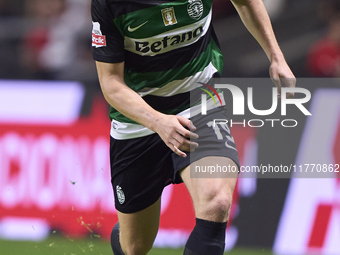 Conrad Harder of Sporting CP is in action during the Liga Portugal Betclic match between SC Braga and Sporting CP at Estadio Municipal de Br...