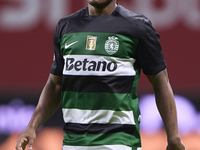 Geny Catamo of Sporting CP looks on during the Liga Portugal Betclic match between SC Braga and Sporting CP at Estadio Municipal de Braga in...