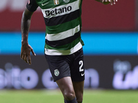 Matheus Reis of Sporting CP is in action during the Liga Portugal Betclic match between SC Braga and Sporting CP at Estadio Municipal de Bra...