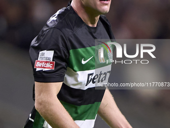 Viktor Gyokeres of Sporting CP reacts during the Liga Portugal Betclic match between SC Braga and Sporting CP at Estadio Municipal de Braga...