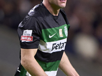 Viktor Gyokeres of Sporting CP reacts during the Liga Portugal Betclic match between SC Braga and Sporting CP at Estadio Municipal de Braga...