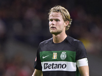 Morten Hjulmand of Sporting CP looks on during the Liga Portugal Betclic match between SC Braga and Sporting CP at Estadio Municipal de Brag...