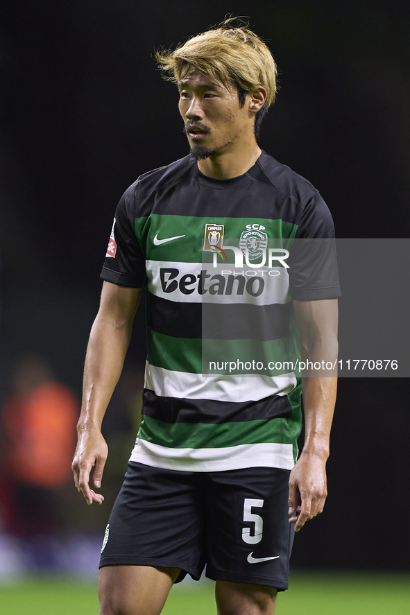 Hidemasa Morita of Sporting CP looks on during the Liga Portugal Betclic match between SC Braga and Sporting CP at Estadio Municipal de Brag...