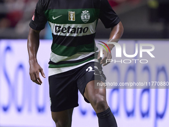 Geny Catamo of Sporting CP is in action during the Liga Portugal Betclic match between SC Braga and Sporting CP at Estadio Municipal de Brag...