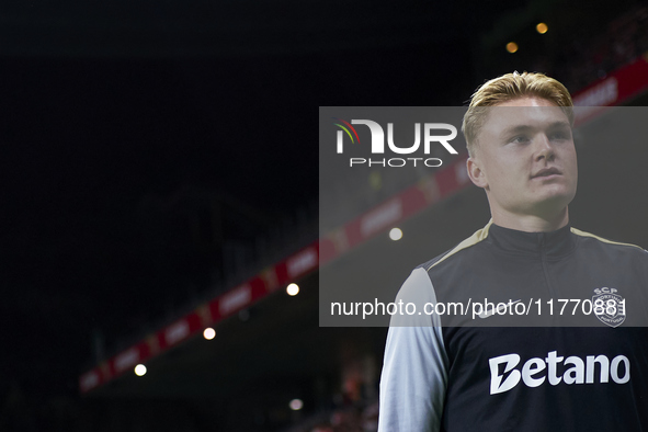 Conrad Harder of Sporting CP looks on before the Liga Portugal Betclic match between SC Braga and Sporting CP at Estadio Municipal de Braga...