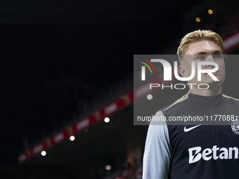 Conrad Harder of Sporting CP looks on before the Liga Portugal Betclic match between SC Braga and Sporting CP at Estadio Municipal de Braga...