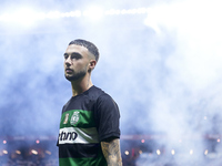 Zeno Debast of Sporting CP looks on during the Liga Portugal Betclic match between SC Braga and Sporting CP at Estadio Municipal de Braga in...