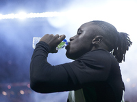 Geovany Quenda of Sporting CP drinks water during the Liga Portugal Betclic match between SC Braga and Sporting CP at Estadio Municipal de B...