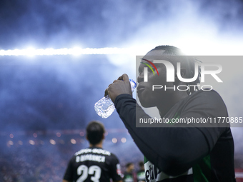 Geovany Quenda of Sporting CP drinks water during the Liga Portugal Betclic match between SC Braga and Sporting CP at Estadio Municipal de B...