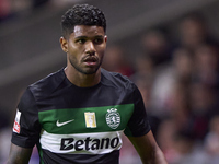 Matheus Reis of Sporting CP looks on during the Liga Portugal Betclic match between SC Braga and Sporting CP at Estadio Municipal de Braga i...