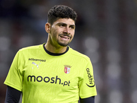 Matheus Lima Magalhaes of SC Braga reacts during the warm-up prior to the Liga Portugal Betclic match between SC Braga and Sporting CP at Es...