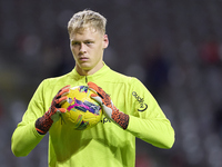 Lukas Hornicek of SC Braga warms up before the Liga Portugal Betclic match between SC Braga and Sporting CP at Estadio Municipal de Braga in...