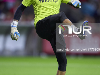 Tiago Sa of SC Braga warms up before the Liga Portugal Betclic match between SC Braga and Sporting CP at Estadio Municipal de Braga in Braga...