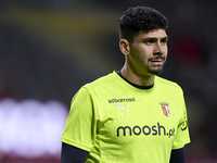 Matheus Lima Magalhaes of SC Braga warms up before the Liga Portugal Betclic match between SC Braga and Sporting CP at Estadio Municipal de...