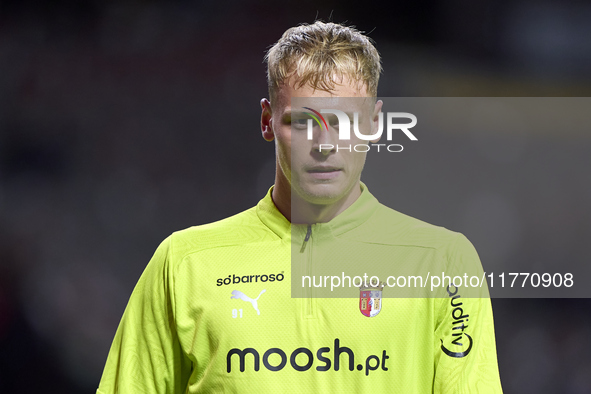 Lukas Hornicek of SC Braga looks on during the warm-up prior to the Liga Portugal Betclic match between SC Braga and Sporting CP at Estadio...