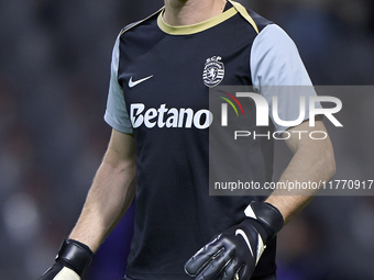 Franco Israel of Sporting CP warms up before the Liga Portugal Betclic match between SC Braga and Sporting CP at Estadio Municipal de Braga...