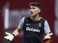 Franco Israel of Sporting CP warms up before the Liga Portugal Betclic match between SC Braga and Sporting CP at Estadio Municipal de Braga...