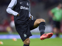 Pedro Goncalves of Sporting CP warms up before the Liga Portugal Betclic match between SC Braga and Sporting CP at Estadio Municipal de Brag...