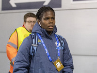 Khadija Shaw #21 of Manchester City W.F.C. arrives at the Joie Stadium during the UEFA Champions League Group D match between Manchester Cit...