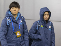 Yui Hasegawa #25 of Manchester City W.F.C. and Aoba Fujino #20 of Manchester City W.F.C. arrive at the Joie Stadium during the UEFA Champion...