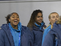 Khiara Keating #35 (GK) of Manchester City W.F.C. arrives at the Joie Stadium during the UEFA Champions League Group D match between Manches...