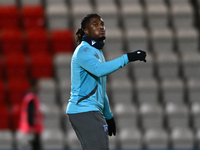 Shadrach Ogie (22 Gillingham) warms up during the EFL Trophy match between Stevenage and Gillingham at the Lamex Stadium in Stevenage, Engla...