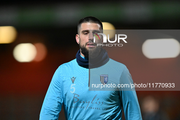 Max Ehmer of Gillingham warms up during the EFL Trophy match between Stevenage and Gillingham at the Lamex Stadium in Stevenage, England, on...