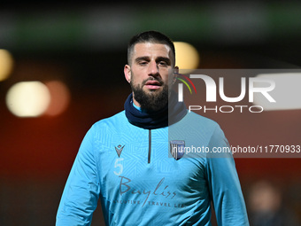 Max Ehmer of Gillingham warms up during the EFL Trophy match between Stevenage and Gillingham at the Lamex Stadium in Stevenage, England, on...