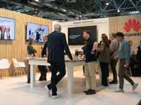 Fairgoers are seen at the Huawei booth at Medica 2024 at the Duesseldorf exhibition center in Duesseldorf, Germany, on November 12, 2024. (