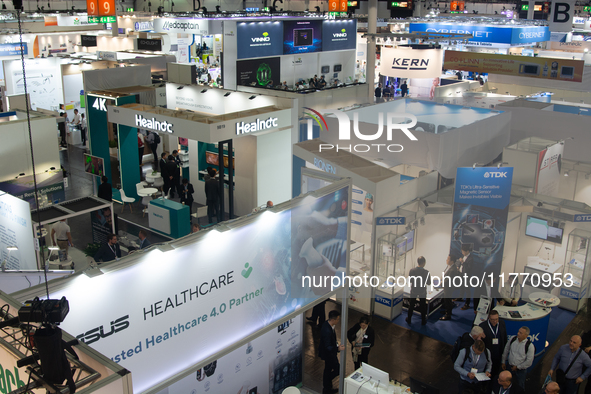 Fairgoers are seen at Medica 2024 at Duesseldorf Exhibition Center in Duesseldorf, Germany, on November 12, 2024. 