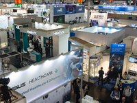 Fairgoers are seen at Medica 2024 at Duesseldorf Exhibition Center in Duesseldorf, Germany, on November 12, 2024. (