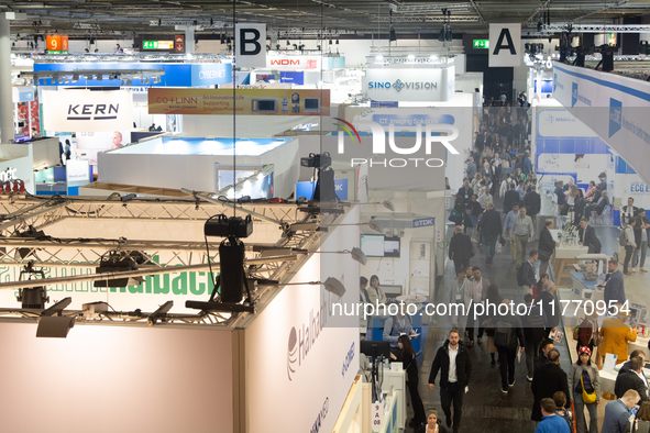 Fairgoers are seen at Medica 2024 at Duesseldorf Exhibition Center in Duesseldorf, Germany, on November 12, 2024. 