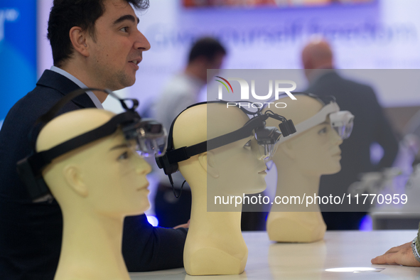 Medical headlamps are seen at Medica 2024 at the Duesseldorf exhibition center in Duesseldorf, Germany, on November 12, 2024. 