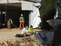 Scenes of devastation in the streets of Benetusser after the passing of the flood, army, firefighters, police and volunteers help to normali...