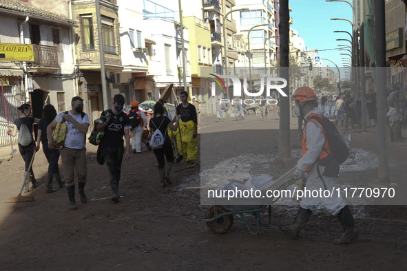 Scenes of devastation in the streets of Benetusser after the passing of the flood, army, firefighters, police and volunteers help to normali...