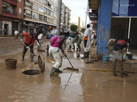 Scenes of devastation in the streets of Benetusser after the passing of the flood, army, firefighters, police and volunteers help to normali...