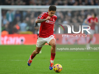 Nicolas Dominguez of Nottingham Forest is in action during the Premier League match between Nottingham Forest and Newcastle United at the Ci...