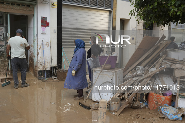 Scenes of devastation in the streets of Benetusser after the passing of the flood, army, firefighters, police and volunteers help to normali...